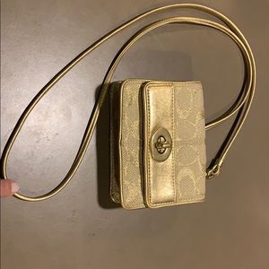 Coach mini gold cross body bag